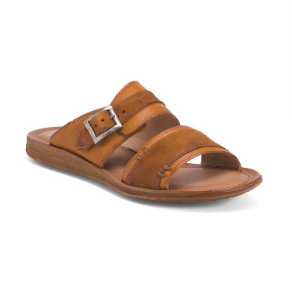 Miz Mooz Florra Double Strap Sandal Toffee Tan Leather Women’s 7.5 or EU Size 38